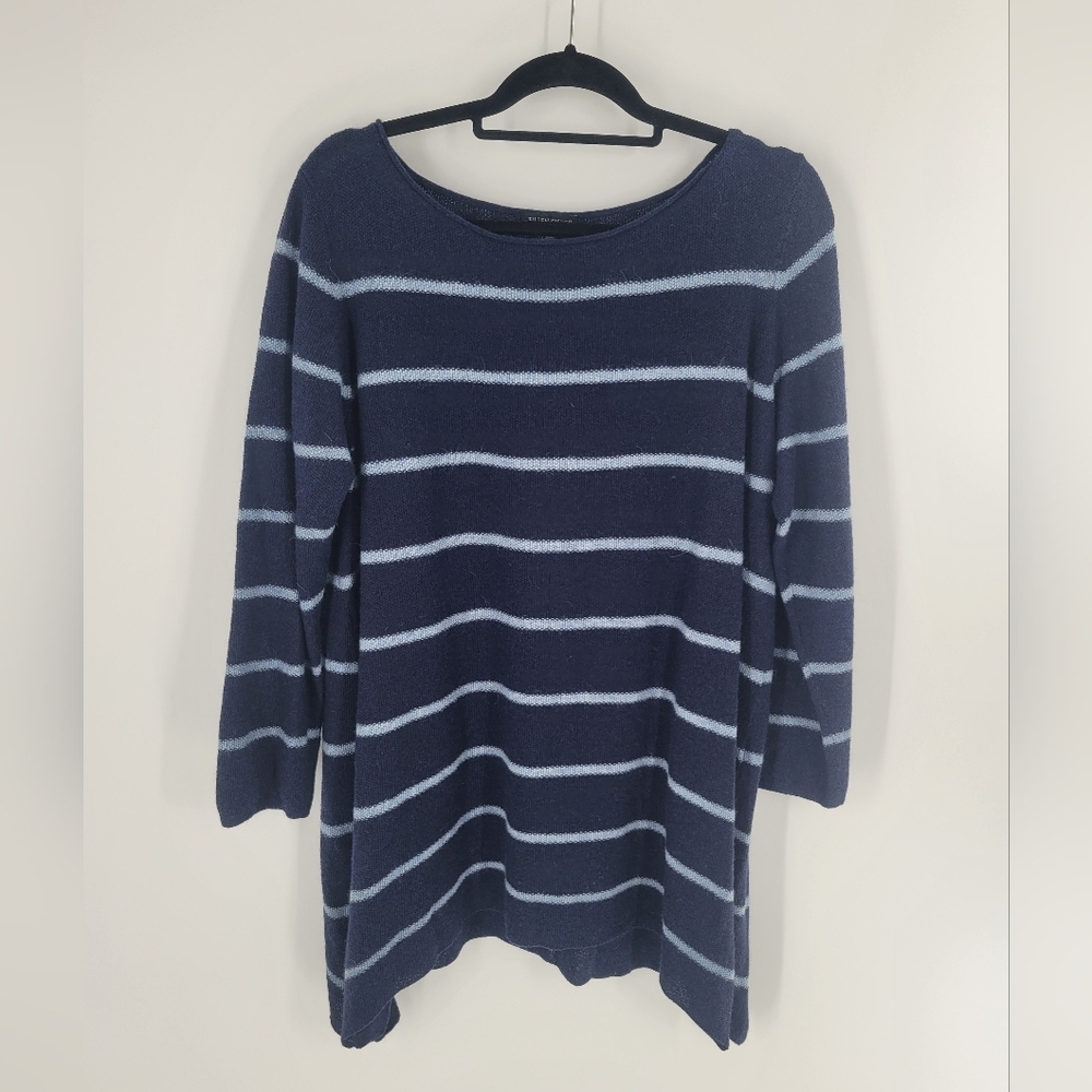 Eileen Fisher Merino Wool Blend‎ Stripped Knit Sweater Size XL